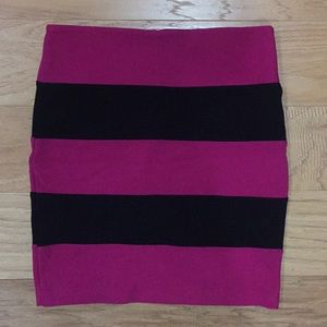 Pink and Black Stripped Skirt